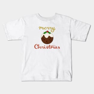 Merry Christmas+Pudding Illustration Kids T-Shirt